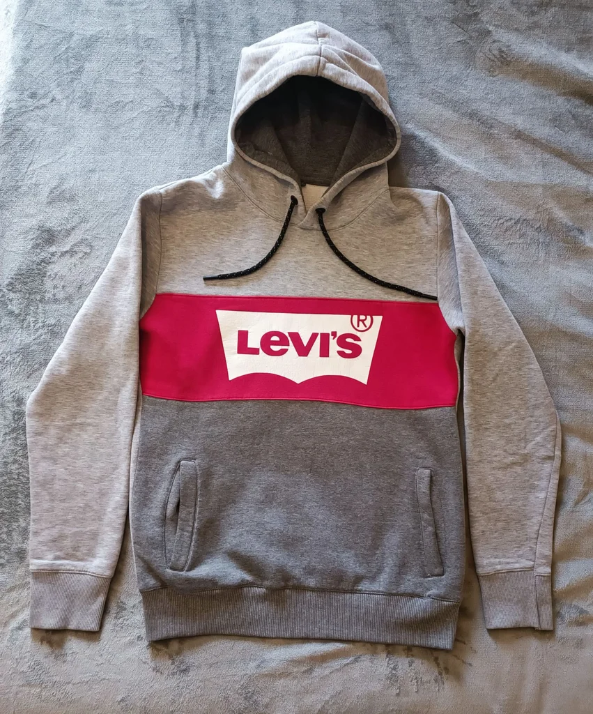 Sweat pull à capuche Levi's taille L très bon état coloris dégradé de gris rouge